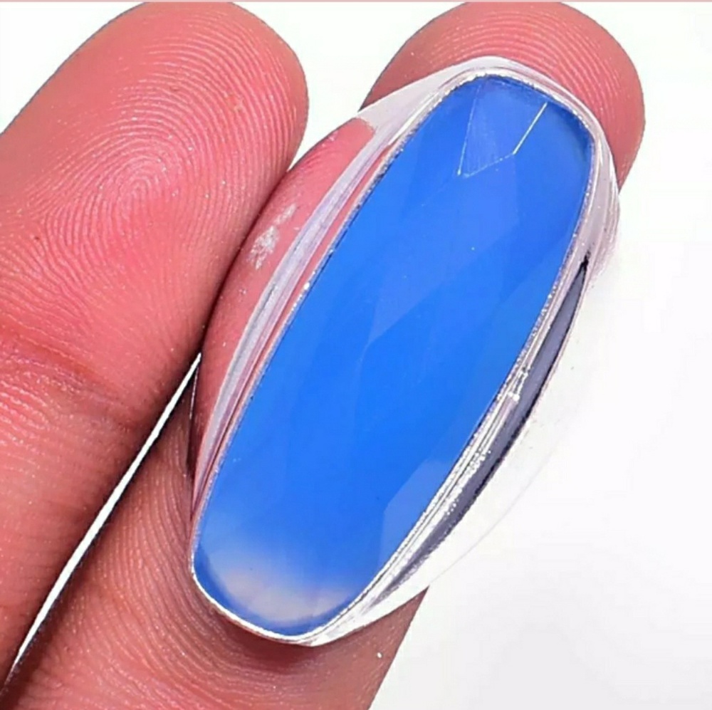 New Men's Chalcedony Silver Ring.